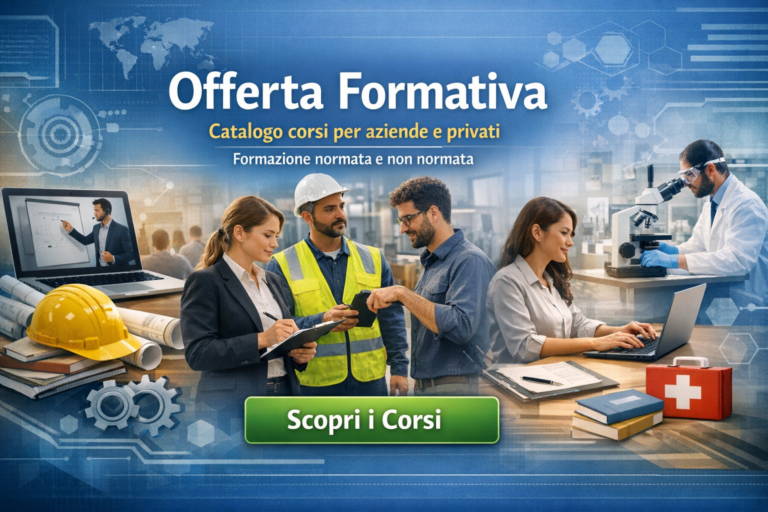 • Offerta formativa – Catalogo corsi per aziende e privati: formazione normata e non normata. (Link: /offerta-formativa)