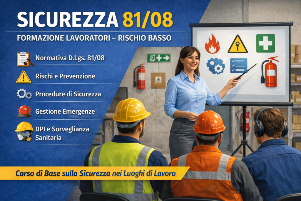 Sicurezza 81/08,Formazione lavoratori – Rischio Basso
