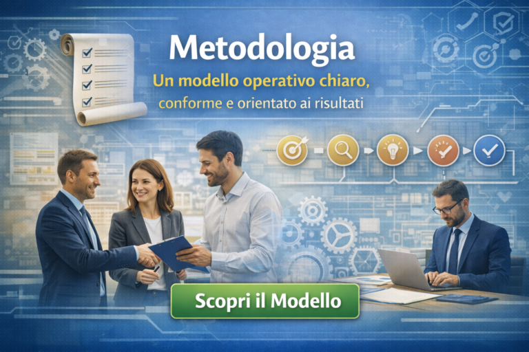Metodologia – Un modello operativo chiaro, conforme e orientato ai risultati. (Link: /metodologia)