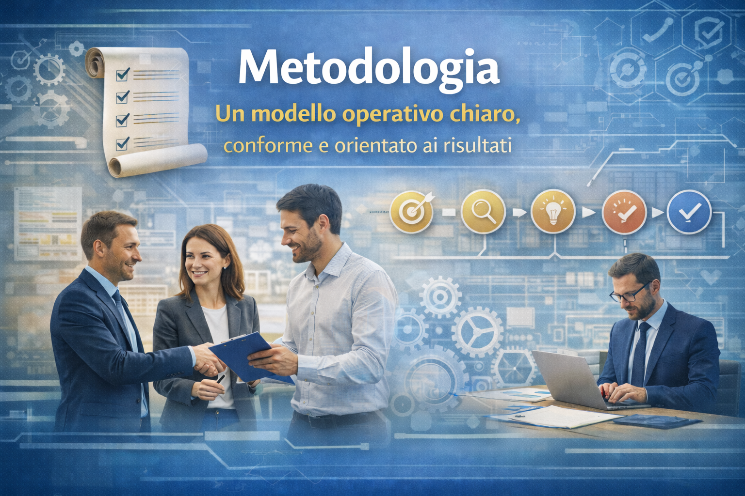 Metodologia – Un modello operativo chiaro, conforme e orientato ai risultati. (Link: /metodologia)