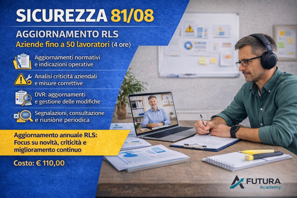 Sicurezza 81/08,Aggiornamento RLS – aziende fino a 50 lavoratori